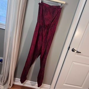 Red print tube style jumpsuit